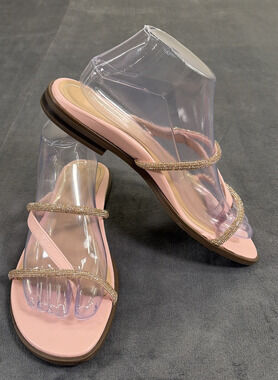 Vionic Women's Prism Strappy Sparkly Slide Sandals Leather Pink Size 8 Charity